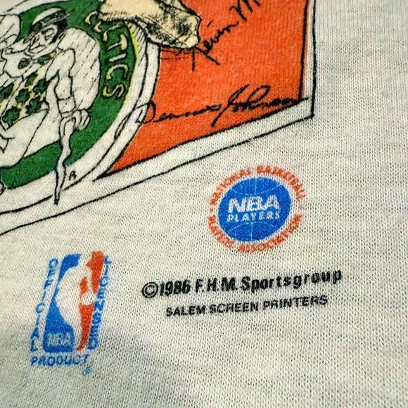 1986 Boston Celtics “Six Pack” Ringer Tee – Salem Screen Stars - S/M Vintage - Picture 4 of 8